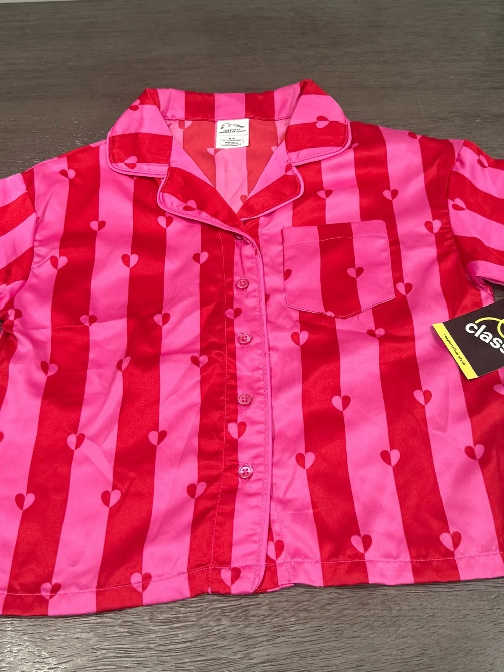 Art class Pink & Red Striped Heart Short Pajama Set